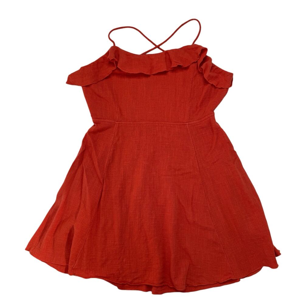 FREE PEOPLE Orange More Than Gauze Cotton Tie-Back Halter Mini Dress Size Large - Picture 4 of 13